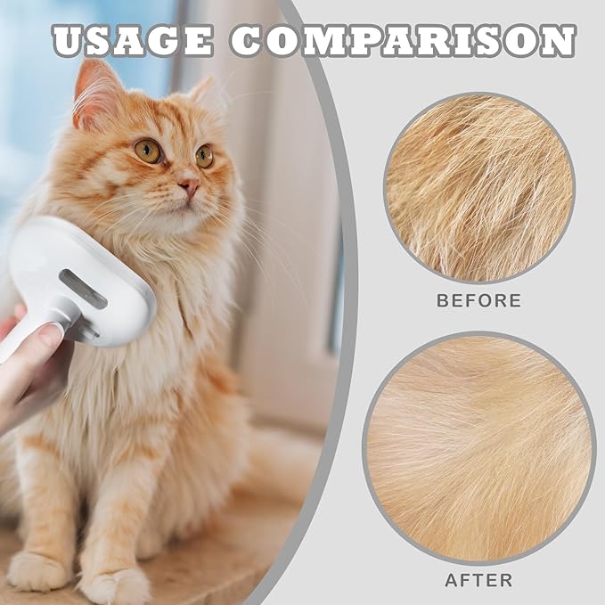 3-in-1 Steam Brush for Cats & Dogs – Hair Removal Comb with One-Click Release & Water Spray – Grooming Brush for Shedding, Long/Short Hair-Mewly Pet