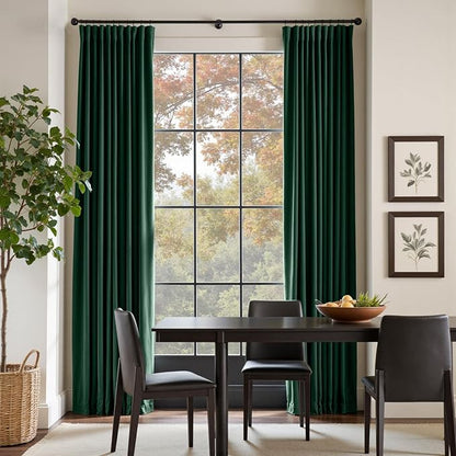 Lazzzy Velvet Blackout Curtains Thermal Insulated Room Window Drapes Super Soft Luxury Curtains for Living Room Bedroom Rod Pocket 2 Panels, Emerald Green, 52" W x 108" L