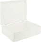 XL White Wooden Box Storage with Hinged Lid | 15.8x11.8x5.5in (+-0.5) | Gift Box for Tool Dog Toy Shoes Clothes Kitchen Storage | Wood Keepsake Chest