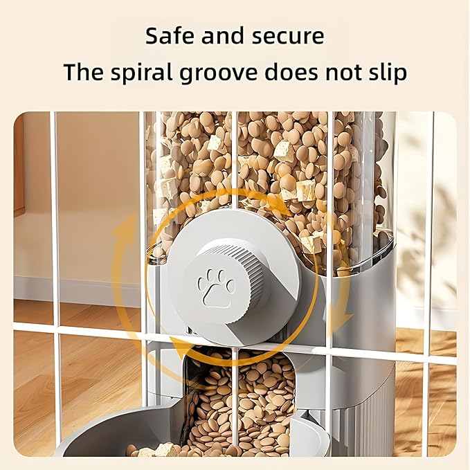 GPY Automatic Hanging Gravity Pet Feeder and Water Dispenser Set ，Automatic Dog Feeder and Dog Water Dispenser for Dogs Cats Pets Animals Large Capacity (Blue Water Feeder&Food Feeder) (Grey)-Mewly Pet