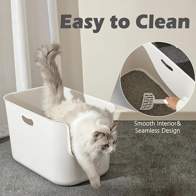 SpaceTime Extra Large Litter Box with High Sides,22.64"×14.76"×13.98" XL Multi Cat Litter Pan for Kitty,Cat Boxes for Indoor Cats,Jumbo Litter Boxes for Big Cats,Anti-Splashing,Easy to Clean-Mewly Pet