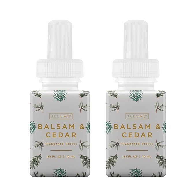 Pura & Illume Home Scent Refill - Smart Air Diffuser - Up to 120-Hours of Luxury Fragrance per Refill - Home Essential - Clean & Safe Diffuser Fragrance - 2 Pack, Balsam & Cedar