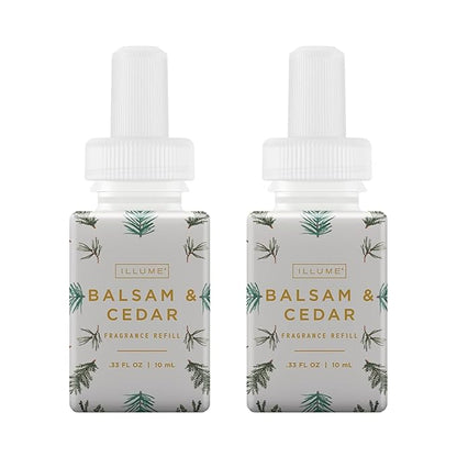 Pura & Illume Home Scent Refill - Smart Air Diffuser - Up to 120-Hours of Luxury Fragrance per Refill - Home Essential - Clean & Safe Diffuser Fragrance - 2 Pack, Balsam & Cedar
