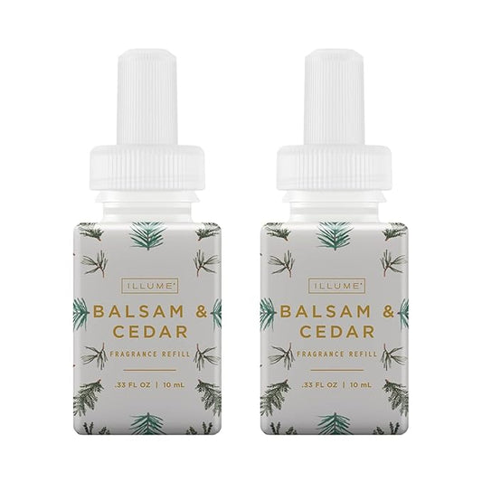 Pura & Illume Home Scent Refill - Smart Air Diffuser - Up to 120-Hours of Luxury Fragrance per Refill - Home Essential - Clean & Safe Diffuser Fragrance - 2 Pack, Balsam & Cedar