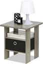 Furinno ANDREY Side Table, End Table, Night Stand with Open Shelves and Storage Bin, Bedside Table, for Living Room, Bedroom, French Oak