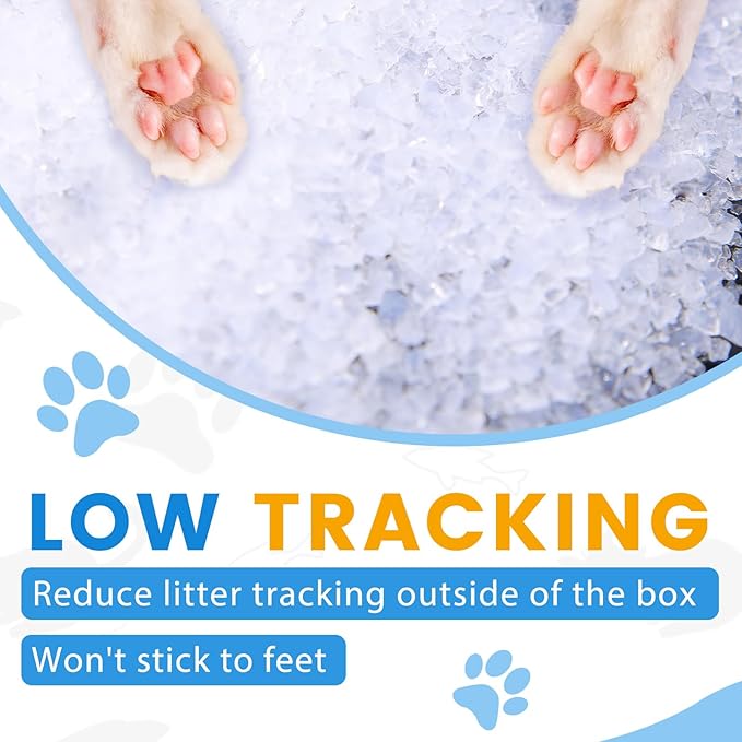 NEWORD Crystals Cat Litter Superior Odor Control 14 lbs Total (2 Pack of 7lb Bags) Soft-On-Paws Low Tracking Dust-Free White Silica Gel, Unscented-Mewly Pet