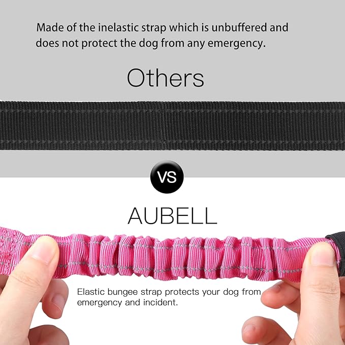 AUBELL Dog Seat Belt for Car,Updated 3-in-1 Adjustable Reflective Bungee Heavy Duty Dog Car Harness Tether with Clip Hook Latch & Buckle,Swivel Zinc Alloy Carabiner,Hotpink-Mewly Pet