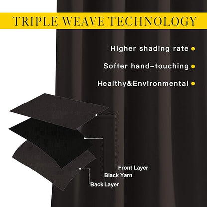 NICETOWN Blackout Thick Window Curtains - (W52 x L108, Brown, 2 Panels) Thermal Insulated Grommet Drape Panels for Bedroom and Living Room