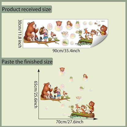 Cute Animal Wall Stickers Decals Kid Room Nursery Baby Bedroom Décor (Girl Blowing Bubbles)