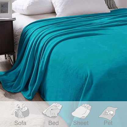 Exclusivo Mezcla Fleece Blanket Twin Size for Bed, Super Soft and Warm, All Season Use, Cozy, Plush, Lightweight, 60x80 Inches Teal