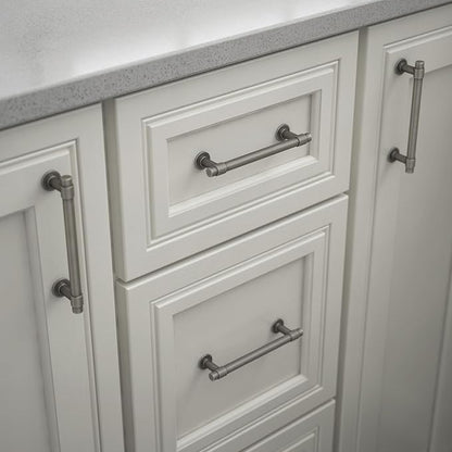 Franklin Brass - Francisco Heirloom Silver Cabinet Handles 4 Inch (4") Hole Center Pulls | Easy Install, Durable Hardware for Kitchen Cabinet Door, Drawers, Dresser Pull, Furniture (10 Pack)