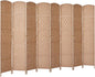 RHF 6 Ft. Tall Extra Wide-Diamond Weave Fiber Room Divider, 8 Panel Room Divider/Screen,Room Dividers and Folding Privacy Screens 8 Panel&Room Dividers and Folding Privacy Screens-Natural, 8 Panel