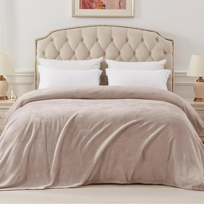 Exclusivo Mezcla Fleece Blanket King Size for Bed, Super Soft and Warm, All Season Use, Cozy, Plush, Lightweight, 120x120 Inches, Light Grey
