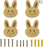 4PCS Wooden Rabbit Shaped Cabinet Knobs, Cabinet Handles, Single Hole Beech Wood Handles, Wood Hooks with Full Set of Screw Accessories