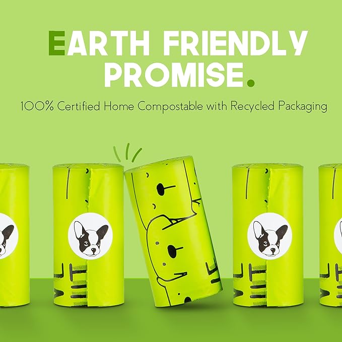100% Certified Home Compostable Dog Poop Bags with Handles - 10% to Charity - ASTM D6400 & EN 13432 Compliant - 120 x Plant Based X Large Compostable Poop Bags (10 Rolls)-Mewly Pet