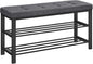 SONGMICS Shoe Bench, Storage Bench, Entryway Bench with Cushion, Shoe Shelf with Seat, Space-Saving, Modern Style, for Living Room, Bedroom, Hallway, Dark Gray and Ink Black ULBS579B33