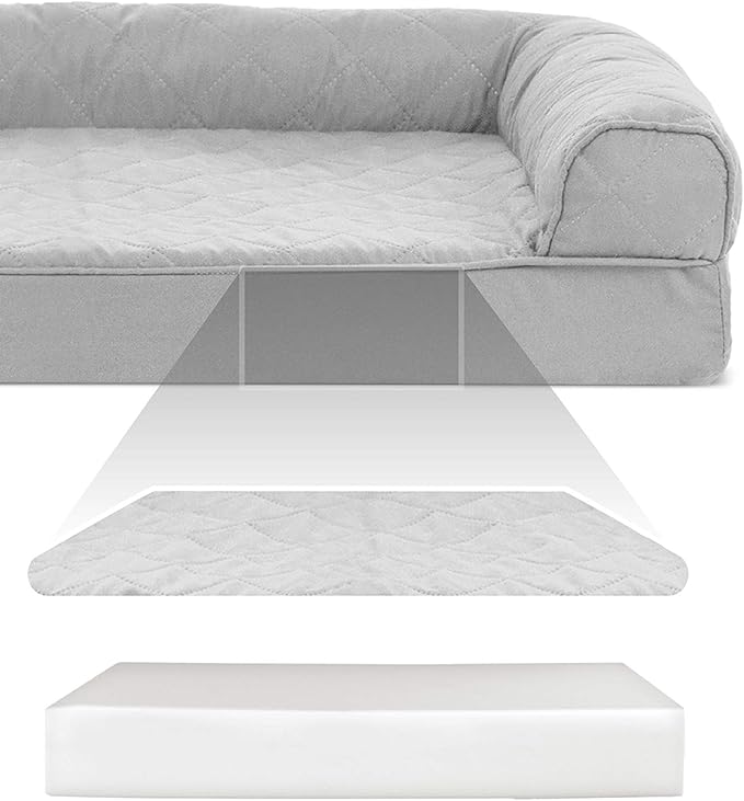 Furhaven Orthopedic Dog Bed for Large Dogs w/ Removable Bolsters & Washable Cover, For Dogs Up to 125 lbs - Quilted Sofa - Silver Gray, Jumbo Plus/XXL-Mewly Pet