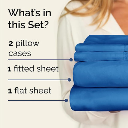 Twin 4 Piece Sheet Set - Comfy Breathable & Cooling - Ultra-Soft Hotel Luxury Bedding Set with 8-16 Inch Deep Pockets - 1 Flat & 1 Fitted Sheet & 2 Pillowcases - Wrinkle Free & Easy Care - Royal Blue