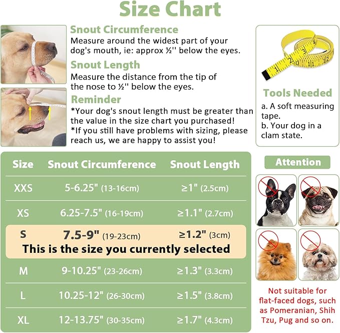 Mayerzon Dog Muzzle with Hook and Loop for Large Medium Small Dogs, Patented Soft Mesh Beagle Labrador Puppy Muzzles for Biting Chewing Grooming, Breathable, Adjustable, Allows Panting (Black, S)-Mewly Pet