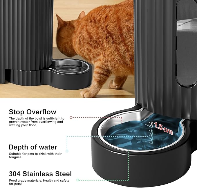 Gardner Pet Automatic Gravity Cat Food Feeder and Water Dispenser Stainless Steel Two-in-One Set Large Capacity Dispenser for Pets Dogs, Puppies, Kittens-Mewly Pet