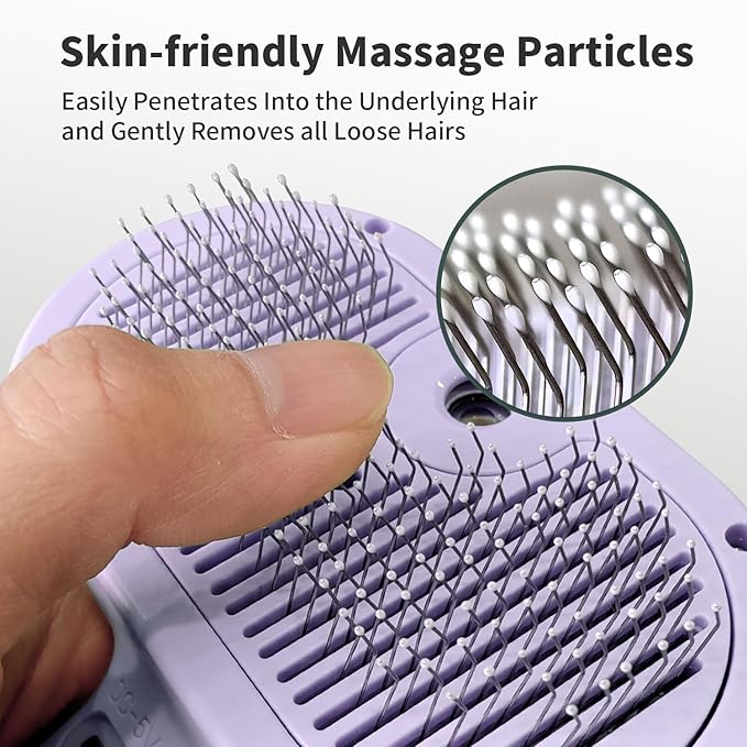 3-in-1 Self-Cleaning Brush for Shedding Dogs and Cats - Removes Static, Tangles, and Loose Hair (Purple)-Mewly Pet