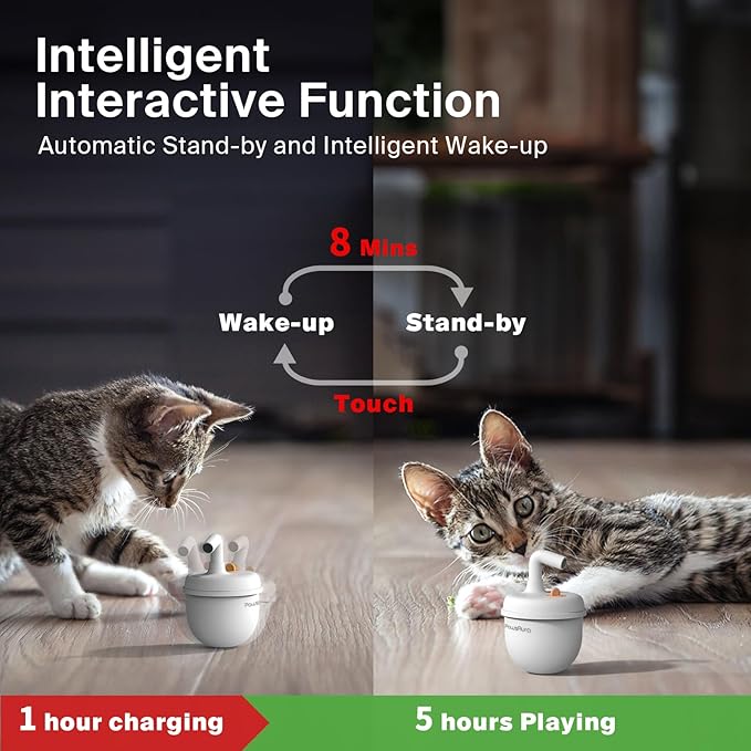 Cat Laser Toys, Automatic Cat Laser Toy Tumbler Design, Rechargeable Cat Laser Pointer 360°Irregular Rotation, 3 Modes Interactive Cat Toy for Indoor Cats of All Ages and Sizes (White)-Mewly Pet