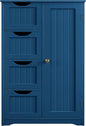 Yaheetech Wooden Bathroom Floor Cabinet, Side Storage Organizer Cabinet with 4 Drawers and 1 Cupboard, Freestanding Entryway Storage Unit Console Table, Bathroom Furniture Home Decor, Navy Blue