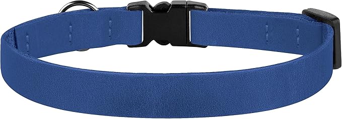 Breakaway Cat Collar Leather with Removable Bell - 13 Colors Available - Soft Adjustable Girl Boy Safety Lightweight Pet Kitten Collars Pink Brown Blue Green Red Orange Black (Blue)-Mewly Pet