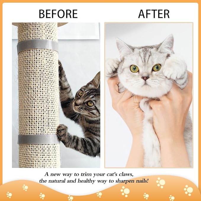 Cat Nail File Scratcher, Sisal Cat Scratch Pad Wrapped Around a Cat Scratcher Post or Cat Tower, Cat Nail File with 80 Aluminum Oxide Grit, to Help Protect Furniture and Help Trim Cat's Nails-Mewly Pet