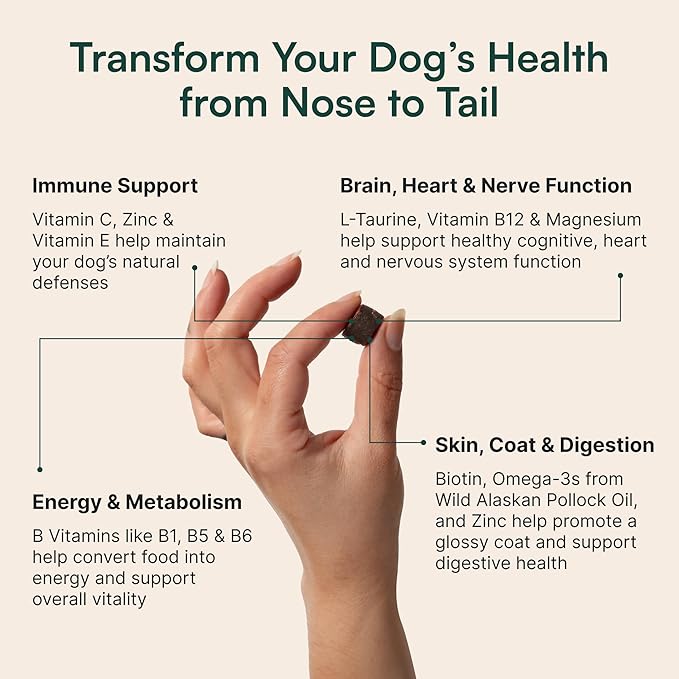 Wuffes 23-in-1 Dog Multivitamin Supplement for Hip & Joint, Skin & Coat and Immune System Support with Omega 3, Iron, Zinc, Vitamin C - Minerals & Vitamins for Senior Dogs and Puppies - 30 Soft Chews-Mewly Pet