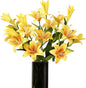 ASTRYAS 18 Heads Artifical Lilies Flowers, Yellow Fake Lily with 9 Heads Full Bloom Lily & 3 Buds-Faux Lilies Bouquets for Home Hotel Flower Arrangement Party Decoration(2, Bright Yellow)