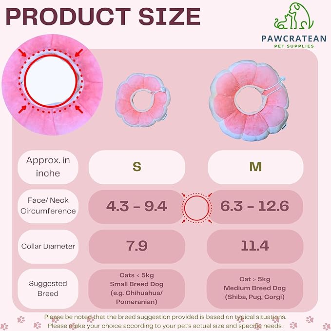 Adjustable Comfy Flower Style Elizabeth Collar for Cats and Puppies Soft Recovery Cone Pet Protective Neck Collar (Pink, Small)-Mewly Pet
