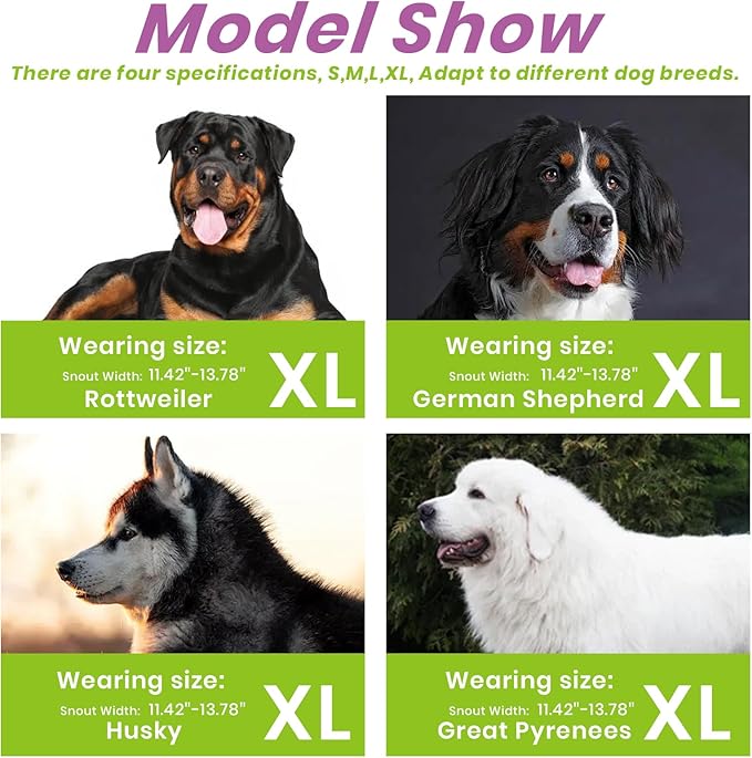 Glow-in-The-Dark Dog Muzzle, Basket Muzzle for Small Medium Large Dogs,Anti-Biting Chewing, Lightweight Cage Design,Allows Drinking & Panting,for Grooming & Training(Transparent Size XL)-Mewly Pet