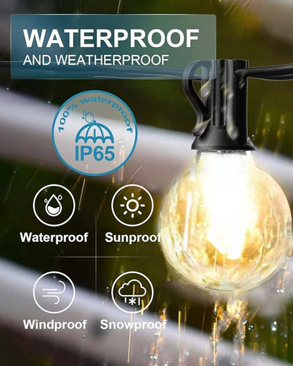 Lightdot 150FT Outdoor String Lights, LED Bistro String Lights with Shatterproof G40 Vintage Bulbs, 2200K Dimmable, Waterproof Hanging Lights for Porch, Deck, Garden, Backyard, Balcony - ETL Listed