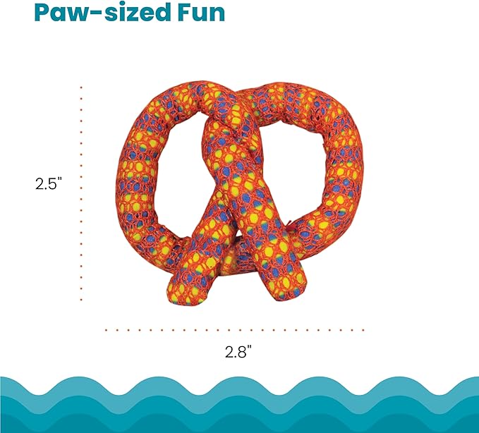 Catstages Plaque Away Pretzel Cat Toy – Interactive Catnip Dental Chew Toy to Help Clean Teeth, Fun for Play and Chewing, Orange-Mewly Pet