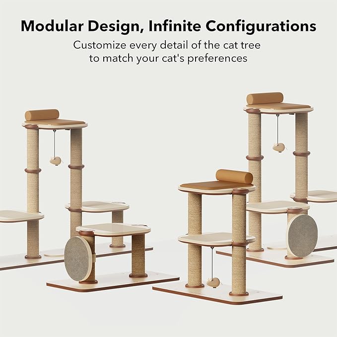 PETLIBRO Infinity Cat Tree Tower for Indoor Cats, Modular Design with Cat Bed, Toy, Felt Pads, Sisal Scratching Posts, 2-Second Setup, Sturdy Multi-Level Activity Center Cat Condo for Any Room-Mewly Pet