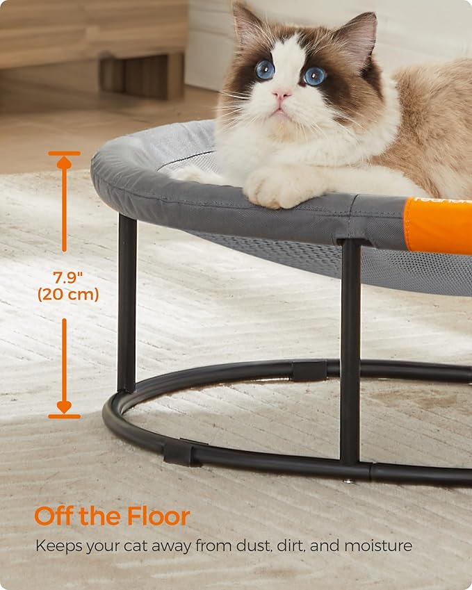 Feandrea Pet Bed, Cat Hammock, Elevated Cat Bed for Multiple Cats, with Removable Washable Mesh, for Pets up to 28 lb, Oval, Gray UPCB002G01-Mewly Pet