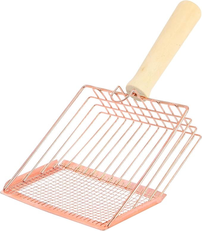 Litter Scooper, Metal Litter Scoop, Pooper Scooper with Wooden Handle, Cat Litter Scoop, Metal Scooper & Speed Sifter Deep Shovel Scoop Filter,Kitten Pooper Lifter for Litter Box-Mewly Pet