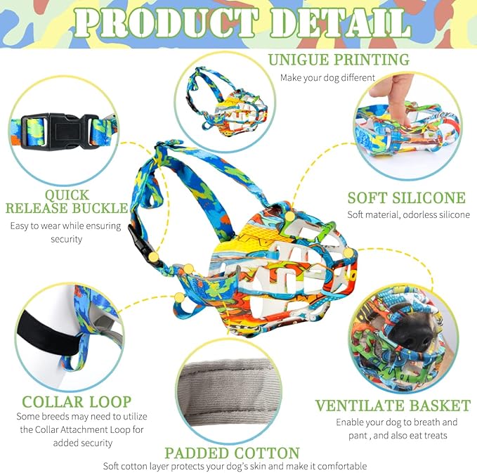 BARKLESS Dog Muzzle, Silicone Basket Muzzle for Small Medium Large Dogs, Soft Cage Mouth Cover Prevent Biting Chewing, Allow Drinking Panting, Suitable for German Shepherd-Mewly Pet