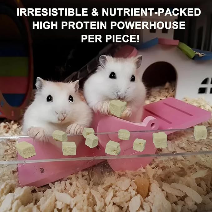 Freeze-Dried Tofu Hamster Treats, Grain-Free & Healthy Chews, High Protein Natural Snacks for Small Pets, Rabbits, Gerbils, Mice Degus, Chinchilla, 4.5 oz Pack-Mewly Pet