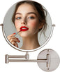 OVENTE 9" Wall Mounted Makeup Mirror with 1X/10X Magnification, Double Sided Magnifying Round Bathroom Vanity Mirror, 360° Swivel Design, Extendable and Folding Arm, Nickel Brushed MNLFW90BR1X10X