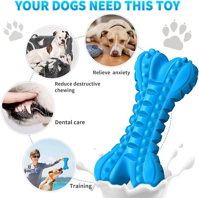 LEGEND SANDY Dog Toys for Aggressive Chewers Large Breed, Durable Dog Bones Squeaky Chew Toy, Nearly Indestructible Dog Toys for Large, Tough Natural Rubber Puppy Chew for Medium Teeth Cleaning-Mewly Pet