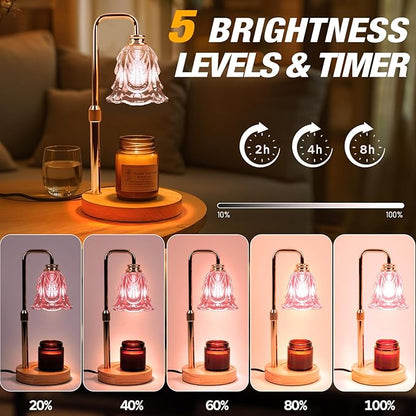 Candle Warmer Lamp with Timer and Dimmer, Electric Wax Warmers for Scented Candles with 5 Brightness Settings, Anti-Glare Lamp with Adjustable Height, Home Decor, Gift for Christmas, Birthday