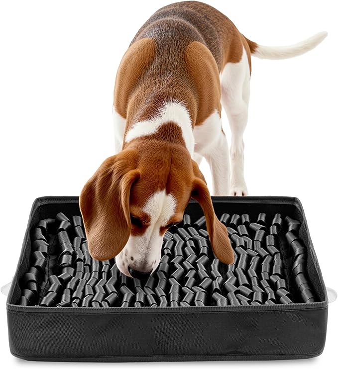 Snuffle Mat for Dogs, Dog Puzzle Mat, Interactive Dog Toys for Enrichment,Sniff Mats with Non-Slip Backing,Suitable for Breeds and Sizes of Dogs (Black, 17" X 15")-Mewly Pet