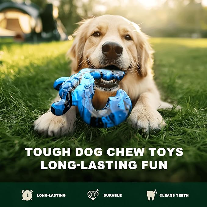 Dog Chew Toy for Aggressive Chewers – Tough Nylon Bone with Bacon Flavor for Pitbulls & Large Dogs, Indoor Play for Teeth Cleaning & Anxiety Relief-Mewly Pet