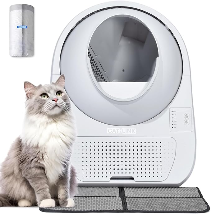 CATLINK 2025 Upgrade Automatic Cat Litter Box Self Cleaning for Multiple Cats with Mat, Double Odor Removal, Cat Litter Box for Cats from 3.5～22 lbs-Mewly Pet