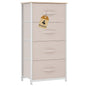 DWVO Storage Tower with 4 Drawers - Fabric Dresser, Organizer Unit for Bedroom, Living Room, Closets - Sturdy Steel Frame, Easy Pull Fabric Bins & Wooden Top (Cream White)