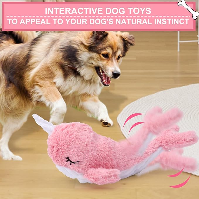 BABORUI Interactive Dog Toys Whale, Squeaky Dog Toys, Rechargeable Moving Dog Chew Toys for Small/Medium/Large Dogs/Puppy to Keep Them Busy (Pink)-Mewly Pet
