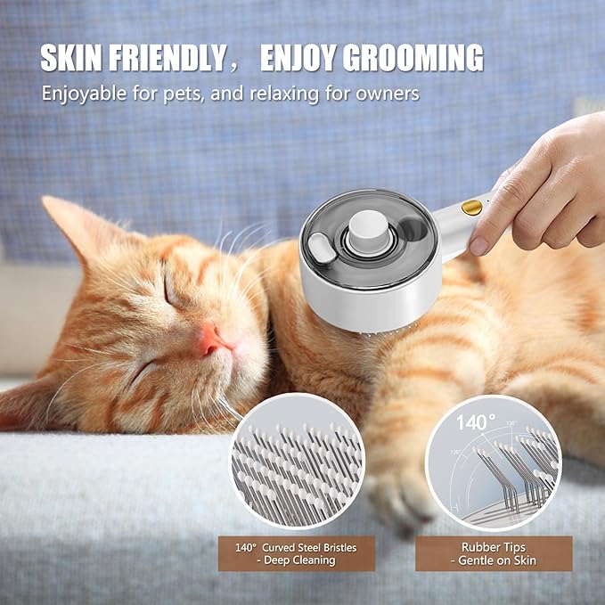 Cloud Care Cat Brush for Indoor Cat Steam Brush for Shedding Spritz Defur Comb for Cats Dogs Steam Brushes for Long Short Hair Cats Dogs Pet Steam Brushes for Massage Grooming Self-Cleaning-Mewly Pet