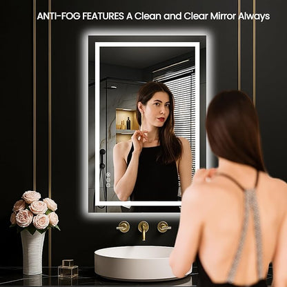 LOAAO 20"x30" LED Mirror for Bathroom, Lighted Bathroom Mirror with Lights, Anti-Fog, Dimmable, Memory Function, Easy to Install, Clear Reflection